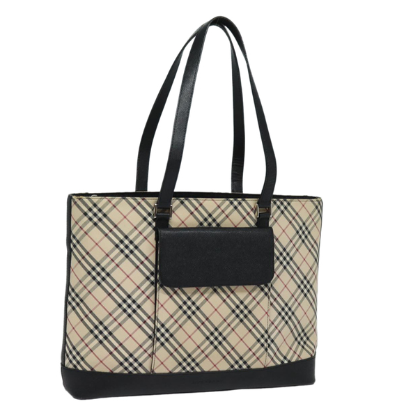 BURBERRY Nova Check Tote Bag Canvas Beige Auth 81323 - Picture 1 of 16